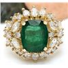 Image 1 : 5.56 CTW Natural Emerald 18K Solid Yellow Gold Diamond Ring
