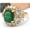 Image 2 : 5.56 CTW Natural Emerald 18K Solid Yellow Gold Diamond Ring
