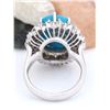 Image 4 : 10.82 CTW Natural Turquoise 18K Solid White Gold Diamond Ring