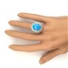 Image 6 : 10.82 CTW Natural Turquoise 18K Solid White Gold Diamond Ring