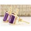 Image 2 : 2.66 CTW Natural Amethyst And Diamond Earrings 14k Solid Yellow Gold