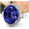 Image 2 : 22.92 CTW Natural Tanzanite 14K Solid White Gold Diamond Ring