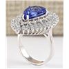 Image 3 : 7.59 CTW Natural Blue Tanzanite And Diamond Ring 18K Solid White Gold