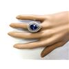 Image 4 : 7.59 CTW Natural Blue Tanzanite And Diamond Ring 18K Solid White Gold