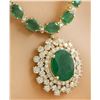 Image 2 : 45.07 CTW Emerald 18K Yellow Gold Diamond Necklace