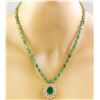 Image 3 : 45.07 CTW Emerald 18K Yellow Gold Diamond Necklace
