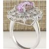 Image 3 : 5.01 CTW Natural Kunzite And Diamond Ring In 18K White Gold