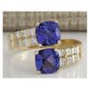 Image 1 : 2.82 CTW Natural Blue Tanzanite And Diamond Ring In 18K Solid Yellow Gold