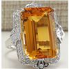 Image 2 : 21.49 CTW Natural Citrine And Diamond Ring 18K Solid White Gold