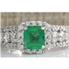 Image 1 : 3.30 CTW Natural Emerald Diamond Ring 18K Solid White Gold