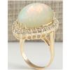 Image 3 : 14.20 CTW Natural Opal And Diamond Ring In 14K Yellow Gold
