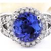 Image 1 : 3.80 CTW Natural Tanzanite 14K Solid White Gold Diamond Ring