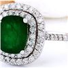 Image 1 : 2.99 CTW Natural Emerald 14K Solid White Gold Diamond Ring