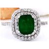 Image 2 : 2.99 CTW Natural Emerald 14K Solid White Gold Diamond Ring