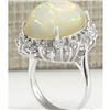 Image 3 : 13.65 CTW Natural Ethiopian Opal And Diamond Ring In 18K Solid White Gold