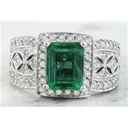 3.06 CTW Emerald 14K White Gold Diamond Ring