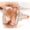 Image 2 : 14.64 CTW Natural Morganite 18K Solid Rose Gold Diamond Ring