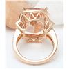 Image 3 : 14.64 CTW Natural Morganite 18K Solid Rose Gold Diamond Ring