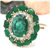 Image 2 : 6.97 CTW Natural Emerald 14K Solid Yellow Gold Diamond Ring