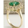 Image 3 : 3.98 CTW Natural Emerald And Diamond Ring 18K Solid Yellow Gold