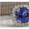 Image 2 : 4.71 CTW Natural Blue Tanzanite And Diamond Ring 18K Solid White Gold