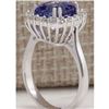 Image 3 : 4.71 CTW Natural Blue Tanzanite And Diamond Ring 18K Solid White Gold