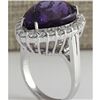 Image 3 : 14.96 CTW Natural Amethyst And Diamond Ring In 18K Solid White Gold