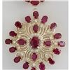 Image 1 : 57.62 CTW Natural Ruby And Diamond Necklace In 14K Yellow Gold