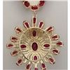 Image 2 : 57.62 CTW Natural Ruby And Diamond Necklace In 14K Yellow Gold