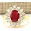 Image 1 : 3.16 CTW Natural Ruby And Diamond Ring In 14k Yellow Gold