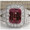Image 1 : 5.78 CTW Natural Pink Tourmaline And Diamond Ring 18K Solid White Gold