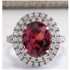 Image 1 : 4.47 CTW Natural Pink Tourmaline And Diamond Ring 18K Solid White Gold