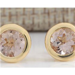 2.00 CTW Natural Morganite Earrings 18K Solid Yellow Gold