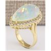 Image 3 : 14.02 CTW Natural Opal And Diamond Ring In 14K Yellow Gold