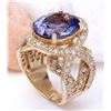 Image 4 : 10.62 CTW Natural Tanzanite 18K Solid Yellow Gold Diamond Ring