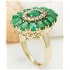 Image 4 : 4.10 CTW Natural Emerald 14K Solid Yellow Gold Diamond Ring