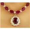 Image 1 : 44.60 CTW Ruby 18K Yellow Gold Diamond necklace