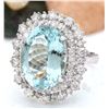 Image 2 : 10.04 CTW Natural Aquamarine 14K Solid White Gold Diamond Ring