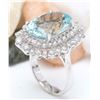 Image 5 : 10.04 CTW Natural Aquamarine 14K Solid White Gold Diamond Ring