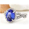 Image 2 : 4.00 CTW Natural Tanzanite 18K Solid White Gold Diamond Ring
