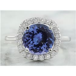 3.73 CTW Tanzanite 18K White Gold Diamond Ring