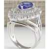 Image 3 : 2.74 CTW Natural Blue Tanzanite And Diamond Ring 14K Solid White Gold