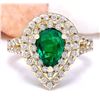 Image 1 : 3.00 CTW Natural Emerald 18K Solid Yellow Gold Diamond Ring