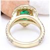 Image 3 : 3.00 CTW Natural Emerald 18K Solid Yellow Gold Diamond Ring