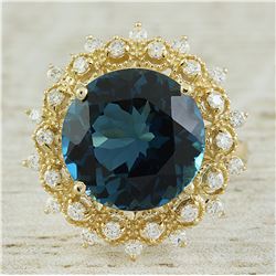 10.00 CTW Topaz 18K Yellow Gold Diamond Ring