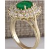 Image 3 : 3.11 CTW Natural Emerald And Diamond Ring 18K Solid Yellow Gold