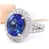 Image 2 : 7.82 CTW Natural Tanzanite 18K Solid White Gold Diamond Ring