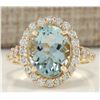 Image 1 : 3.81 CTW Natural Aquamarine And Diamond Ring In 14K Yellow Gold