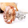 Image 1 : 11.30 CTW Natural Morganite 18K Solid White Gold Diamond Ring