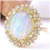 Image 2 : 8.75 CTW Natural Opal 18K Solid Yellow Gold Diamond Ring